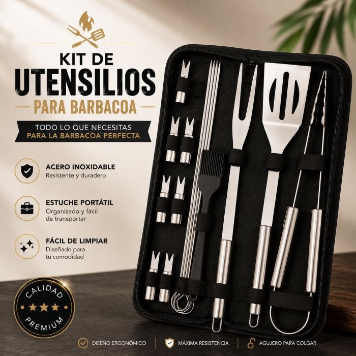 Set de Utensilios para Parrilla con Estuche