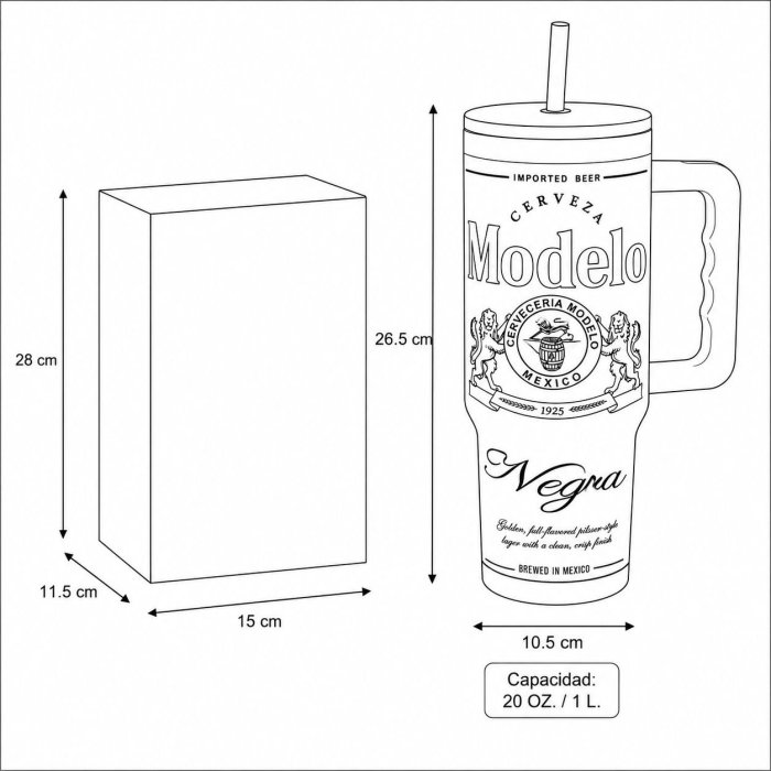Termo Con Diseño De Cerveza 1 Litro