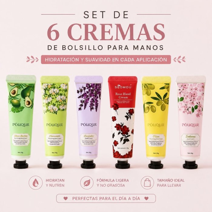 Set De 6 Cremas De Bolsillo Para Manos