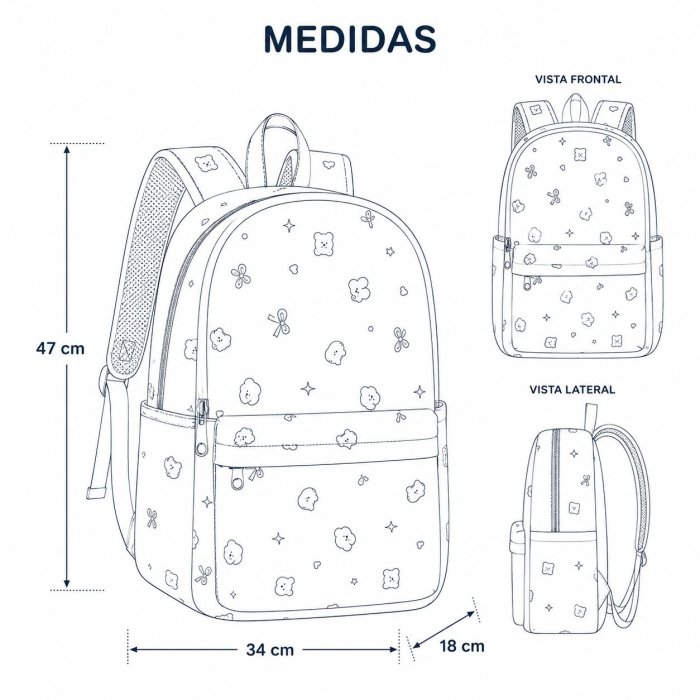 Mochila Con Diseño Divertido Y Compartimentos