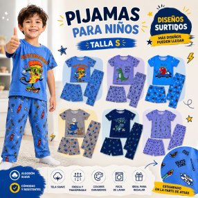 Pijama Infantil 3 Piezas Con Short Y Pantalón