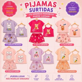 Pijama Juvenil 3 Piezas Con Short Y Tirantes