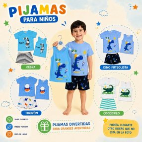 Pijama Infantil 3 Piezas Con Short Y Tirantes