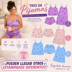Pijama 3 Piezas Con Bata De Tirantes Y Short