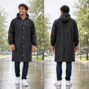 Impermeable Largo para Adulto con Capucha y Botones