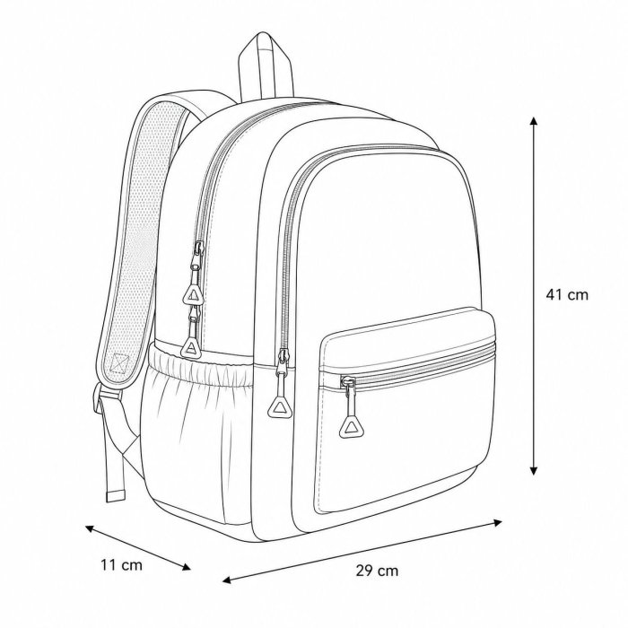 Mochila Escolar Infantil con Compartimentos y Bolsa Frontal