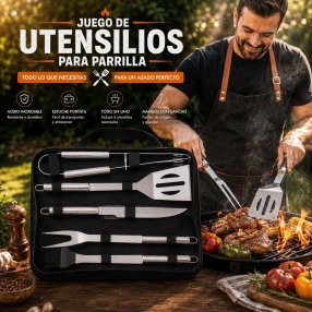 Juego de Utensilios para Parrilla con Estuche Portátil