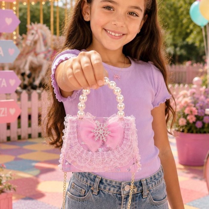 Bolsa Infantil de Moda con Cadena y Asa Decorativa