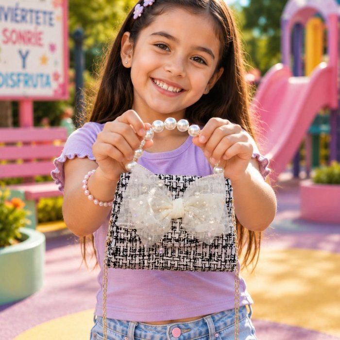 Bolsa Infantil de Moda con Cadena y Asa Decorativa