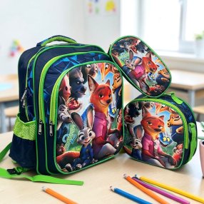 Set Escolar Infantil 3 Piezas Mochila Lonchera y Estuche