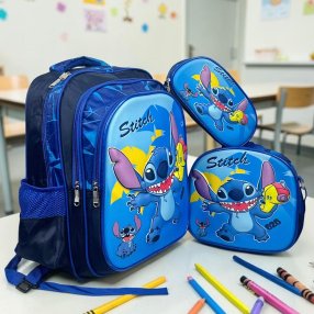 Set Escolar Infantil 3 Piezas Mochila Lonchera y Estuche
