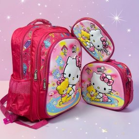 Set Escolar Infantil 3 Piezas Mochila Lonchera y Estuche