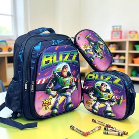 Set Escolar Infantil 3 Piezas Mochila Lonchera y Estuche