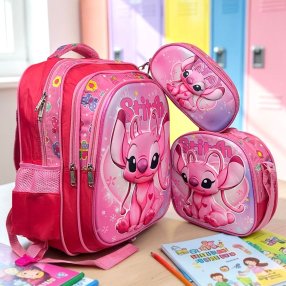 Set Escolar Infantil 3 Piezas Mochila Lonchera y Estuche