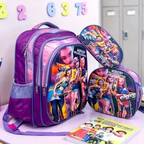 Set Escolar Infantil 3 Piezas Mochila Lonchera y Estuche