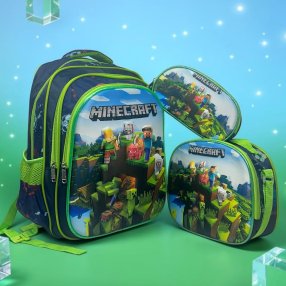 Set Escolar Infantil 3 Piezas Mochila Lonchera y Estuche