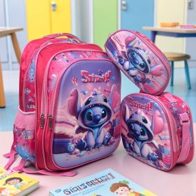 Set Escolar Infantil 3 Piezas Mochila Lonchera y Estuche