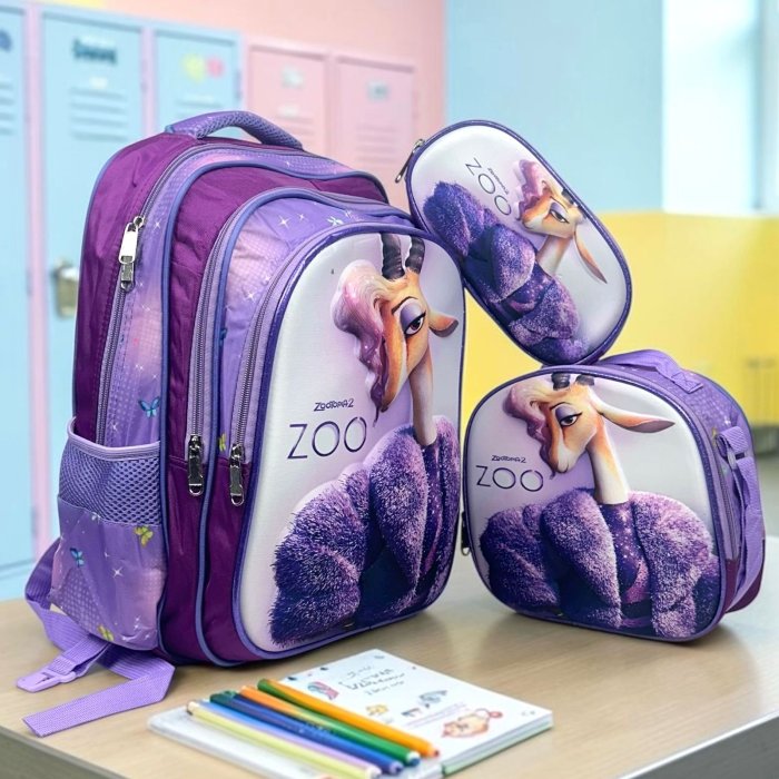 Set Escolar Infantil 3 Piezas Mochila Lonchera y Estuche