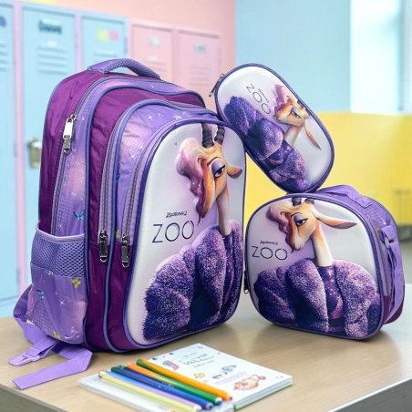 Set Escolar Infantil 3 Piezas Mochila Lonchera y Estuche