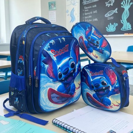 Set Escolar Infantil 3 Piezas Mochila Lonchera y Estuche