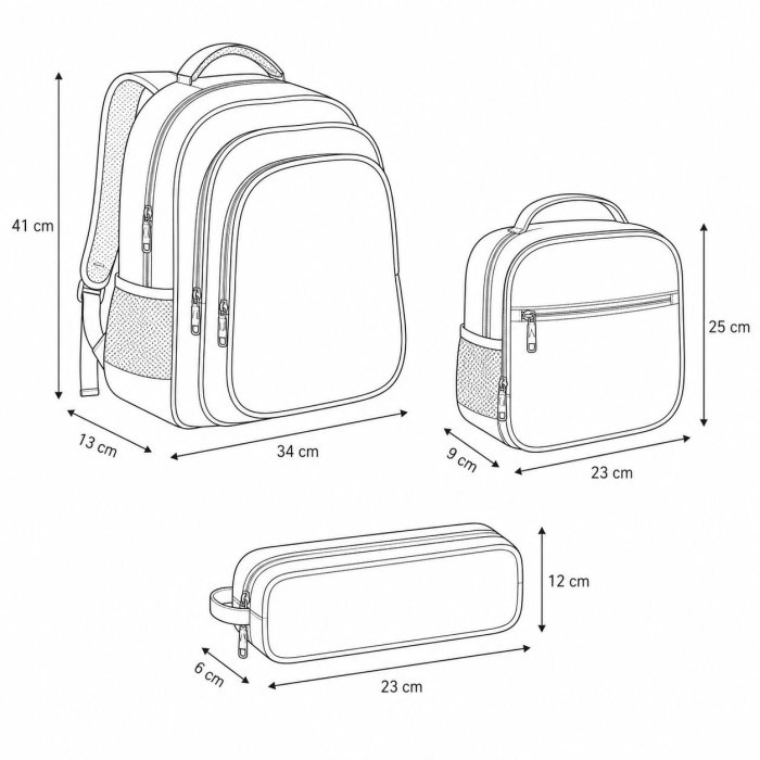 Set Escolar Infantil 3 Piezas Mochila Lonchera y Estuche