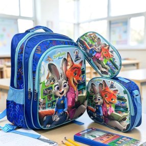 Set Escolar Infantil 3 Piezas Mochila Lonchera y Estuche
