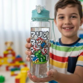 Botella Infantil para Agua con Popote y Asa de Transporte