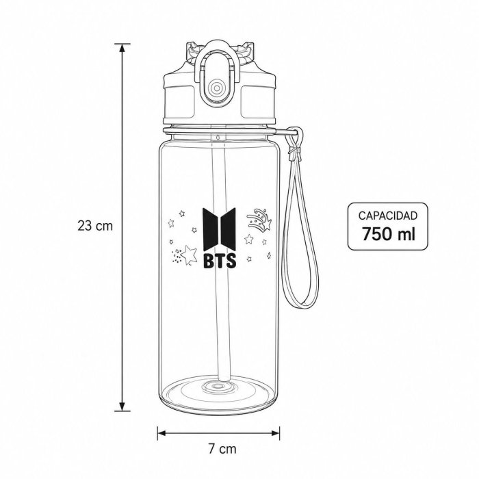 Botella Infantil para Agua con Popote y Asa de Transporte
