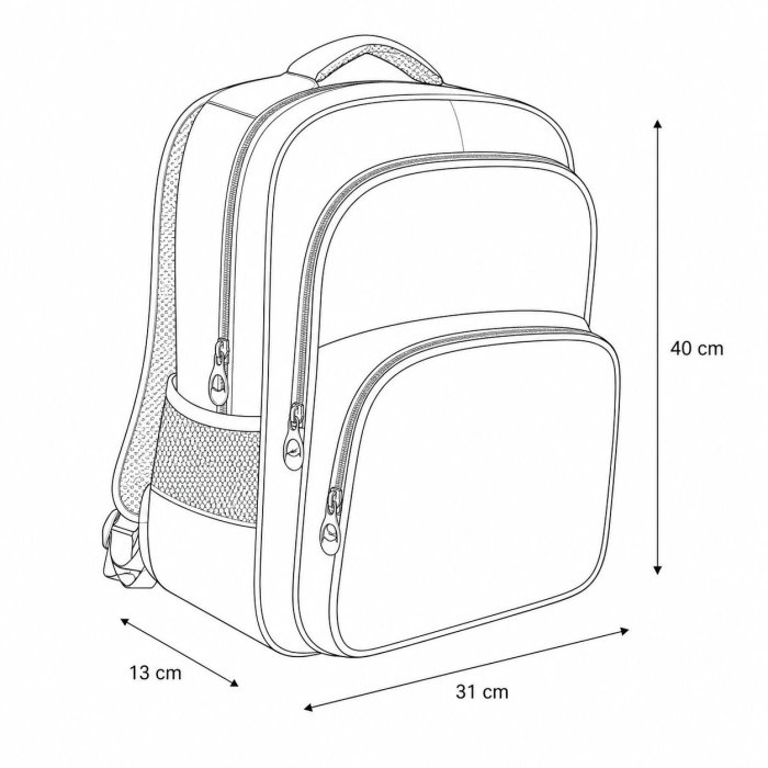 Mochila Escolar Infantil Triple Compartimento con Frente Brilloso