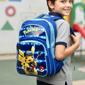 Mochila Escolar Infantil Triple Compartimento con Frente Brilloso