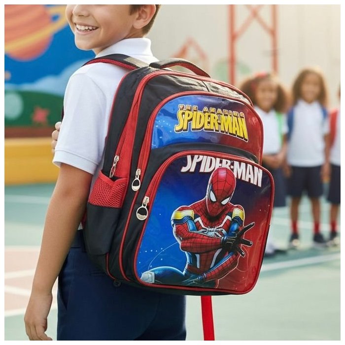 Mochila Escolar Infantil Triple Compartimento con Frente Brilloso