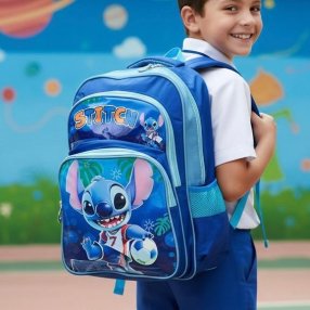 Mochila Escolar Infantil Triple Compartimento con Frente Brilloso