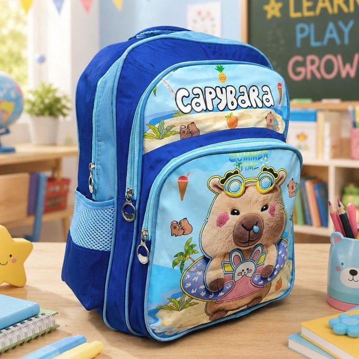 Mochila Escolar Infantil Triple Compartimento con Frente Brilloso