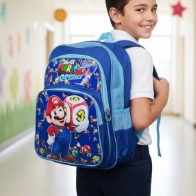 Mochila Escolar Infantil Triple Compartimento con Frente Brilloso
