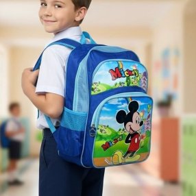 Mochila Escolar Infantil Triple Compartimento con Frente Brilloso
