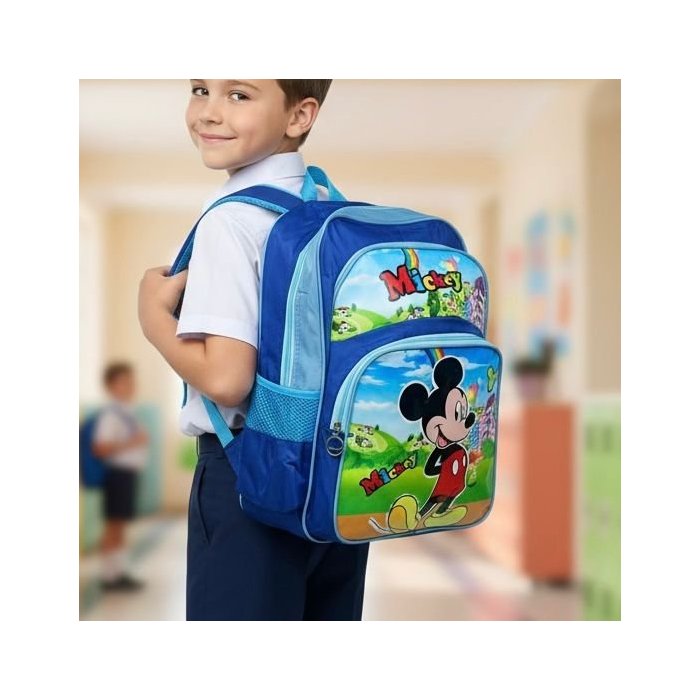 Mochila Escolar Infantil Triple Compartimento con Frente Brilloso