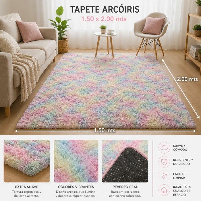 Tapete Afelpado Decorativo Suave para Sala y Recámara