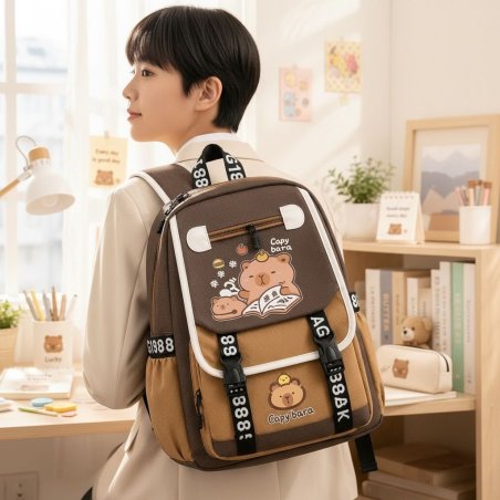 Mochila Escolar Juvenil de Gran Capacidad y Multi Compartimentos