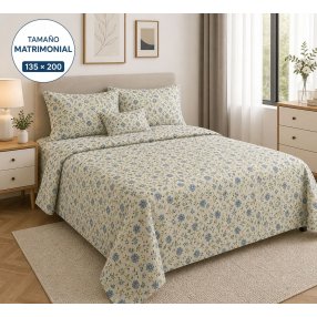 Juego de Sábanas Matrimonial 4 Piezas con Fundas para Almohada