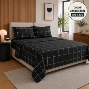 Juego de Sábanas Matrimonial 4 Piezas con Fundas para Almohada