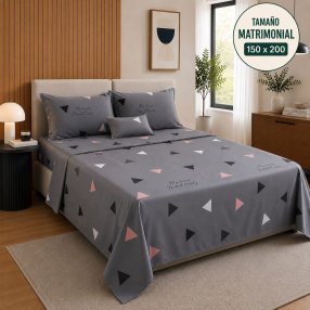 Juego de Sábanas Matrimonial 4 Piezas con Fundas para Almohada