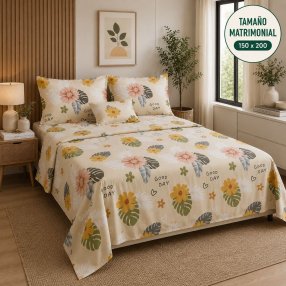 Juego de Sábanas Matrimonial 4 Piezas con Fundas para Almohada