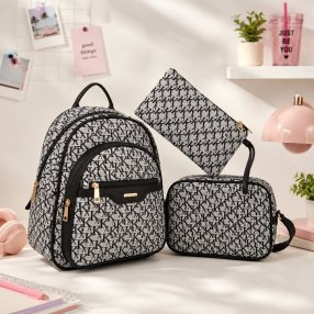 Set de Mochila Bolsa y Cartera para Mujer 3 Piezas