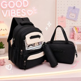 Set Escolar Juvenil 3 Piezas con Mochila Lonchera y Cartuchera