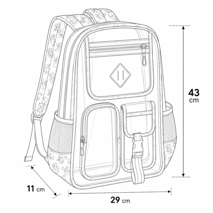 Mochila Transparente Escolar con Múltiples Compartimentos
