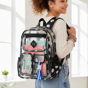 Mochila Transparente Escolar con Múltiples Compartimentos
