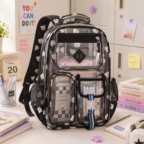 Mochila Transparente Escolar con Múltiples Compartimentos