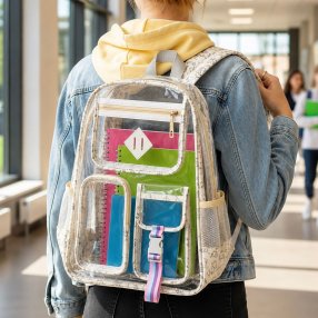 Mochila Transparente Escolar con Múltiples Compartimentos