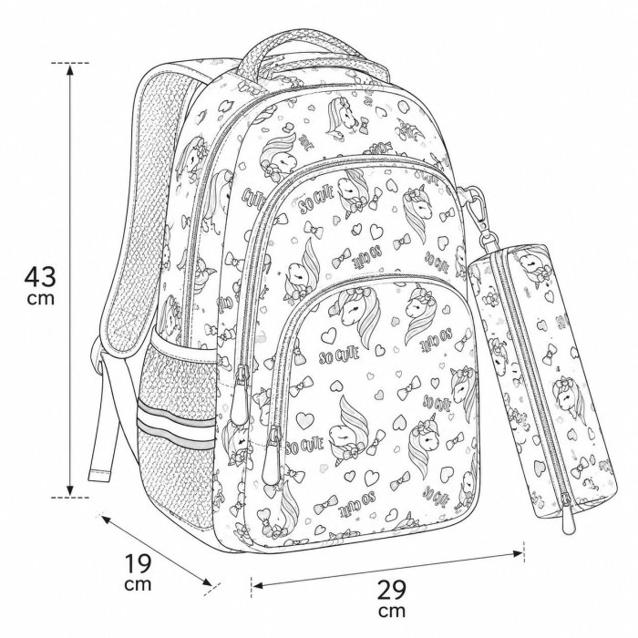 Mochila Escolar Infantil con Cartuchera y Múltiples Compartimentos