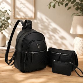 Set de Mochila, Bolsa y Monedero para Mujer 3 Piezas